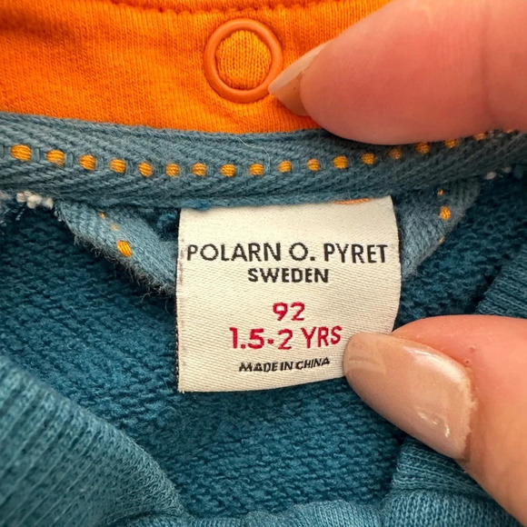 POLARN O. PYRET‎ Boys Varsity Zip Up Sweatshirt Elbow Patches Preppy Sweden - Picture 3 of 4